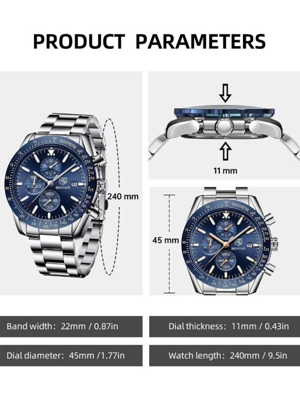 Stylish Men's Analog Quartz Chronograph Watch - Waterproof, Luminous, Casual